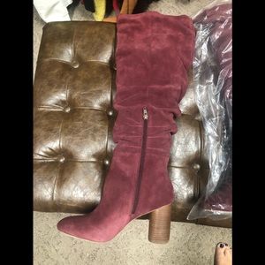 Over the knee suede boots